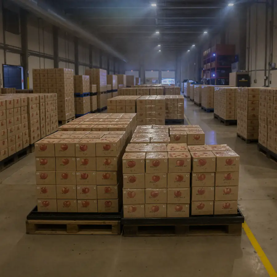 Apples stored in cold storage